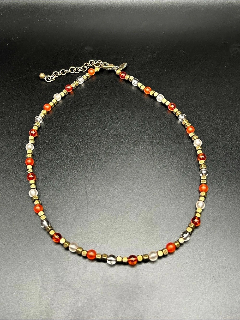 Pilgrim Beaded Necklace in Red & Gold